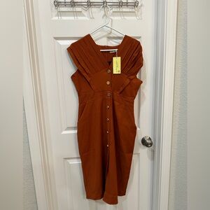 Brick reddish brown midi dress